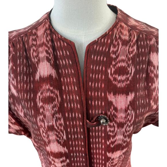 OOAK Quilted Patterened top jacket Short sleeves button front round neck medium - Picture 5 of 13